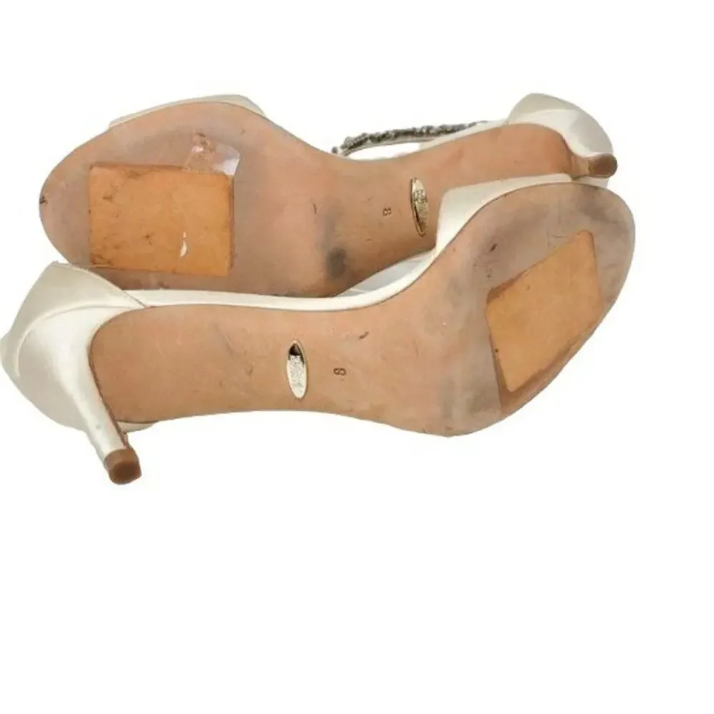 Badgley Mischka Rhinestone Embellished OPen Toe Ankle Strap Heels Size 8